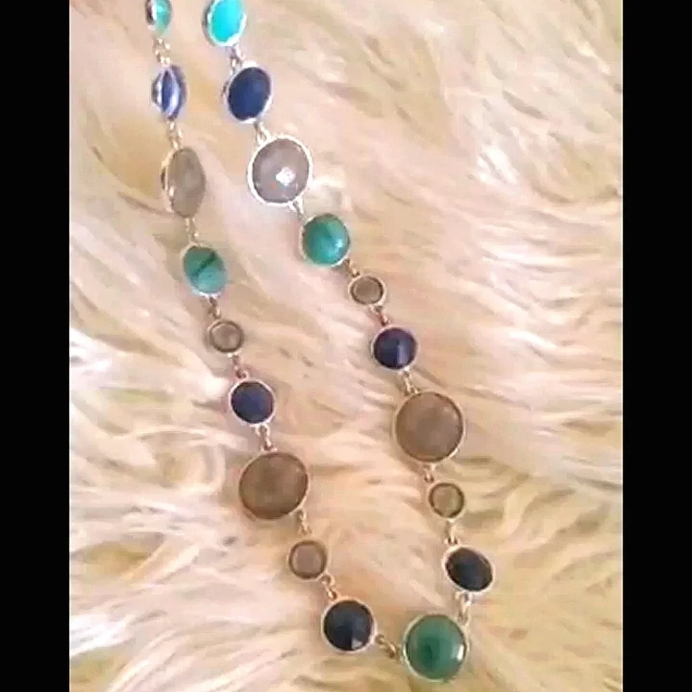 Sky Blue and Light green Crystal Like Bead Necklace. 🌴